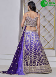 Eye Catchy Voilet Color Embroidery Work Traditional Wear Lehenga Choli